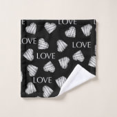 Amour sans coutures Valentines Jour noir noir blan (Gant de toilette)