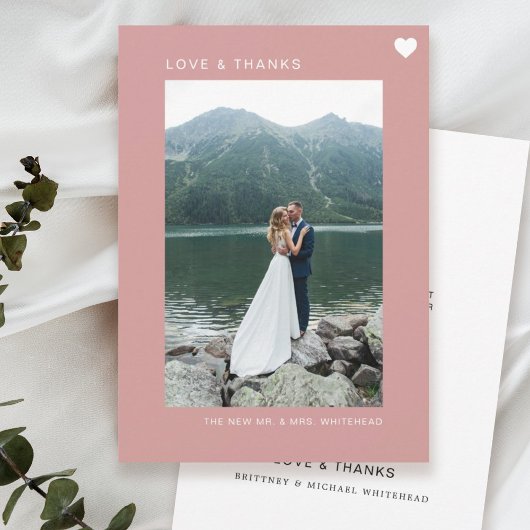 Amour simple et Merci Coeur photo Blush rose