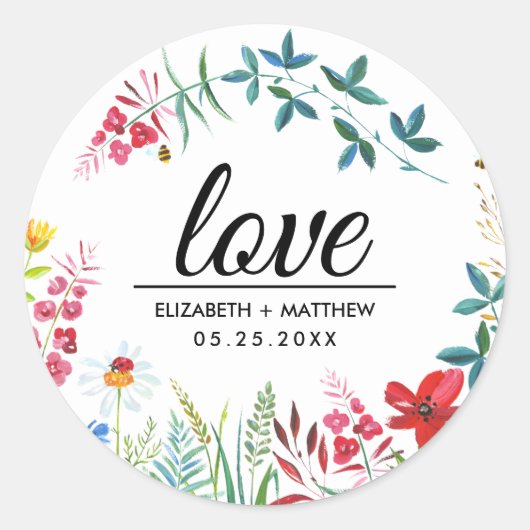 Amour. Stickers Mariage Fleur sauvage d'été (Devant)