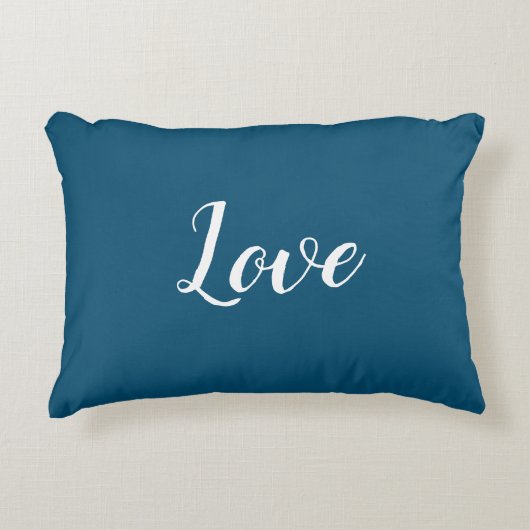 "Amour" sur un joli coussin d'accent bleu et blanc (Devant)