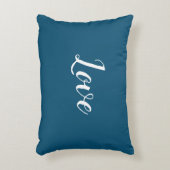 "Amour" sur un joli coussin d'accent bleu et blanc (Devant(Vertical))