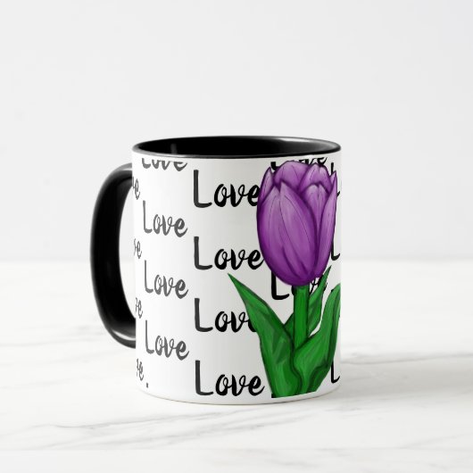Amour Tulipe pourpre Mug floral (Devant gauche)