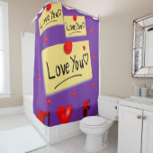 amour violet valentines jour douche rideau (En situation)