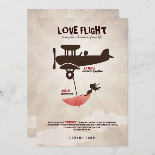 AMOUR VOL Faire-part de mariage (Devant / Derrière)