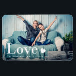 Amour | Votre photo personnelle et un coeur<br><div class="desc">Ce mignon aimant présente votre photo personnelle,  ainsi que le mot "amour" dans une élégante typographie moderne blanche et un coeur.</div>