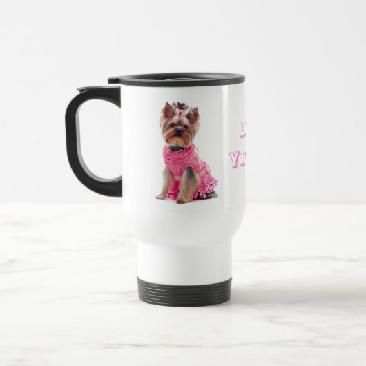 Amour Yorkie Yorkshire Terrier Chien de voyage Mug (Gauche)