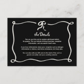 Amour | Zwart Frans strik bruiloft details QR-code Informatiekaartje (Voorkant)