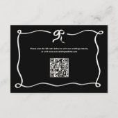 Amour | Zwart Frans strik bruiloft details QR-code Informatiekaartje (Achterkant)