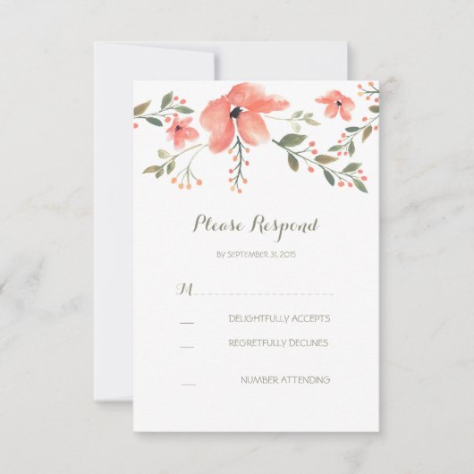 amoureuse couleur florale mariage carte RSVP (Devant)