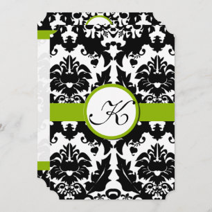 Amoureux Damas verdure Mariage Invitations