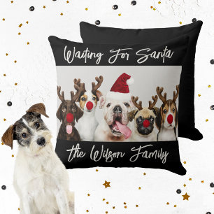 Amoureux de les chiens Coussin de Noël avec nom de
