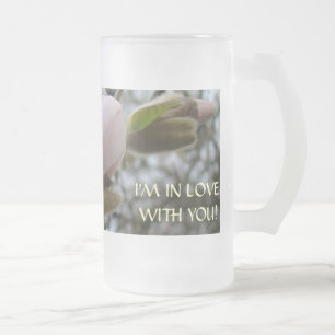 AMOUREUX de VOUS ! Mug en verre dépoli MAGNOLIAS