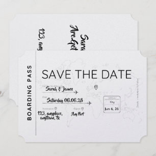 amoureux de voyage sauvez la date carte d'embarque