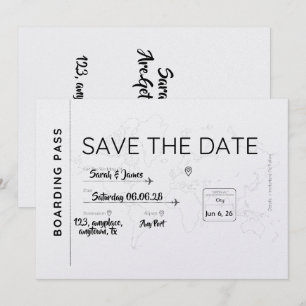 amoureux de voyage sauvez la date carte d'embarque