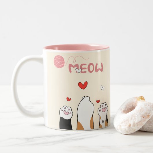 amoureux des chats café Mug (Avec donut)
