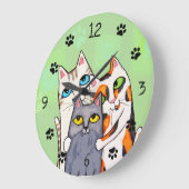 Amoureux des chats Cute Kitty Horloge murale (Angle)