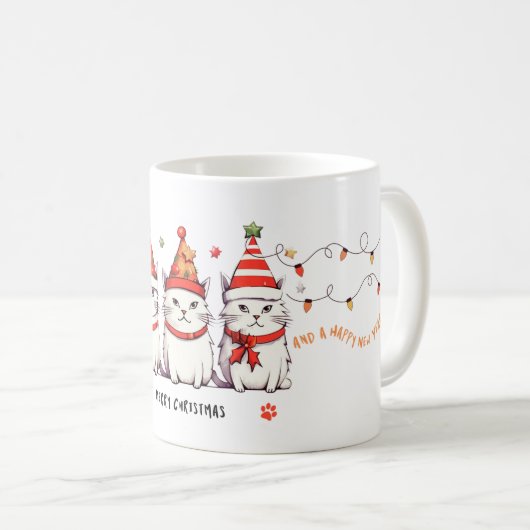 Amoureux des chats Noël Snowflake Café Mug (Devant droit)