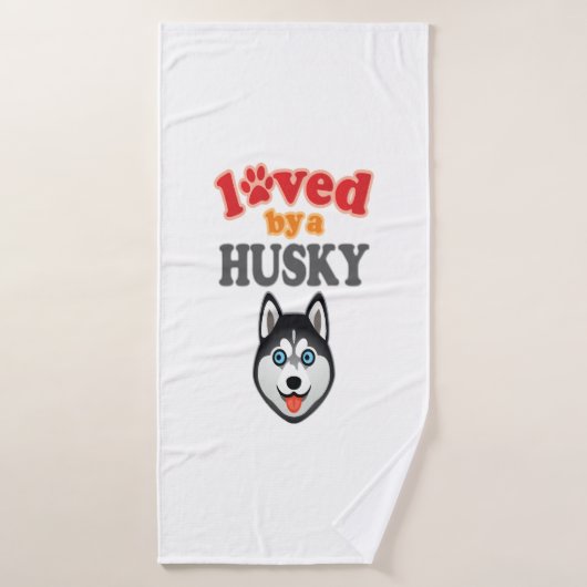 Amoureux des chiens Husky (Serviette de bain)