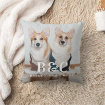 Amoureux des chiens Monogramme  Photo Coussin
