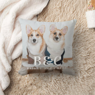 Amoureux des chiens Monogramme  Photo Coussin