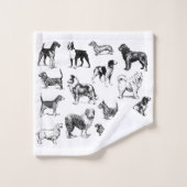 Amoureux des chiens noir et blanc (Gant de toilette)