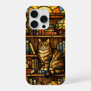 Amoureux des livres et des chats Faux vitrail