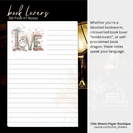 Amoureux des livres Post-it® Notes 3M lignées