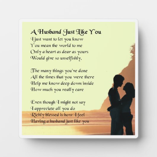 Amoureux Design Mari Poème Plaque (Devant)
