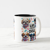 Amoureux du café de la Mug de chien amusant Concev (Devant droit)