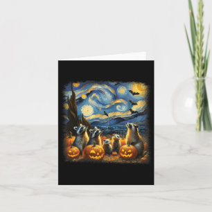 & Possum Halloween Herfst Van Gogh Sterrennach Kaart