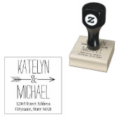 Ampersand Arrow Wedding Monogram Retouradres Rubberstempel (Gestempeld)