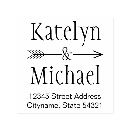 Ampersand Arrow Wedding Monogram Retouradres Zelfinktende Stempel (Design)