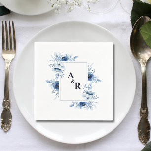 Ampersand Blauw Bloemstuk Beginletters Trouwen Servet