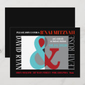 AMPERSAND B'NAI MITZVAH Bar Bat mitzvah Invitation (Devant / Derrière)
