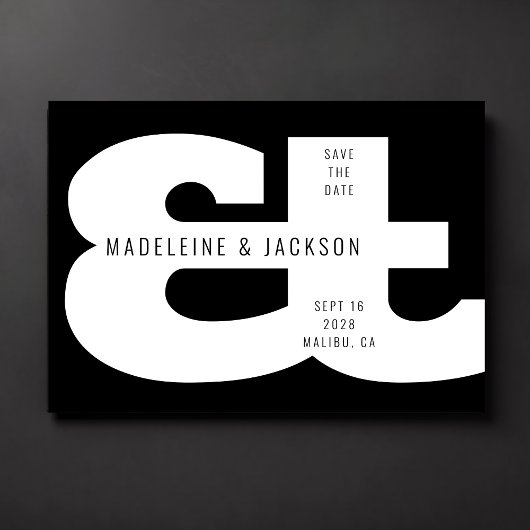 Ampersand Bold Typography Zwart Save the Date Kaart