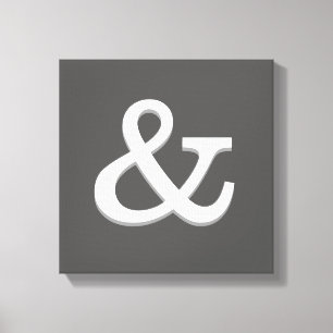 ampersand canvas wand grijs en wit