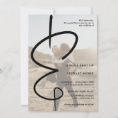 Ampersand chic photokalligraphy Qr code bruiloft Kaart (Voorkant)