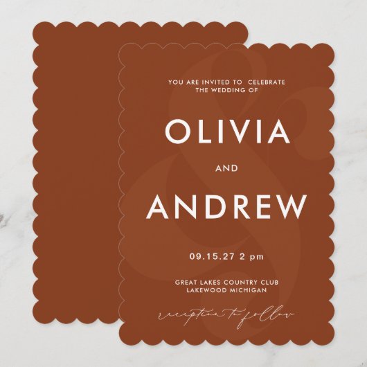 Ampersand Chocolat Faire-part de mariage Brown (Devant / Derrière)