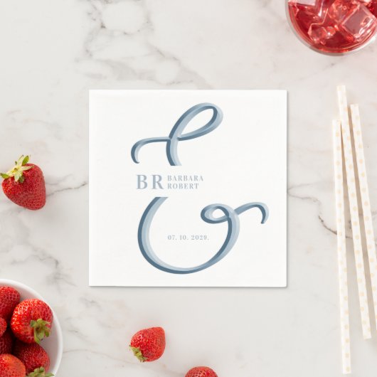 Ampersand Dusty Blue Wedding Servet (Insitu)