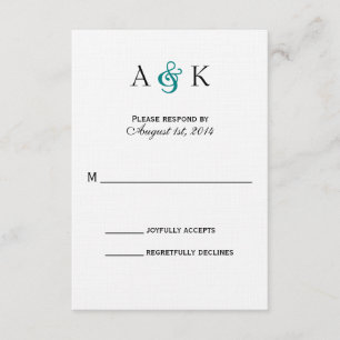 Ampersand Elegance Mariage Turquoise Carte RSVP
