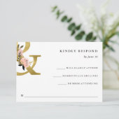 Ampersand élégant | Gold et Blush Wedding RSVP (Debout devant)