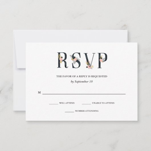 Ampersand élégant | Noir et Blanc mariage RSVP (Devant)