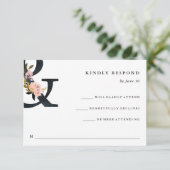 Ampersand élégant | Noir et Blanc mariage RSVP (Debout devant)