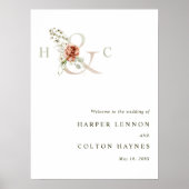 Ampersand floral Elégante Affiche de bienvenue de  (Devant)