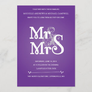 Ampersand floral Faire-part de mariage en gris & v