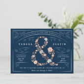 Ampersand Floral Wedding Invitation Kaart (Staand voorkant)