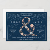 Ampersand Floral Wedding Invitation Kaart (Voorkant / Achterkant)