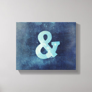 Ampersand gewikkeld canvas muur kunst blauw afdruk