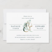Ampersand Gold Greenery Wedding Couples Shower Kaart (Voorkant)