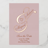 Ampersand Hart Roze Blush Save the Date Gedrukt